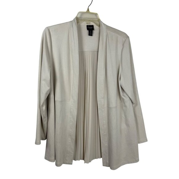 Chico's Jackets & Blazers - Chico's Open Front Ivory Velour Mixed Media Jacket Top Chico's Size 2 (US L/12)